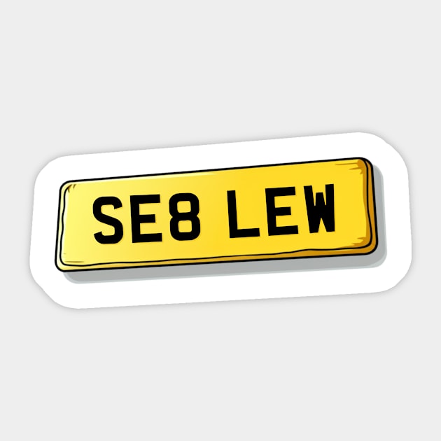 SE8 LEW Lewisham Number Plate Sticker by We Rowdy